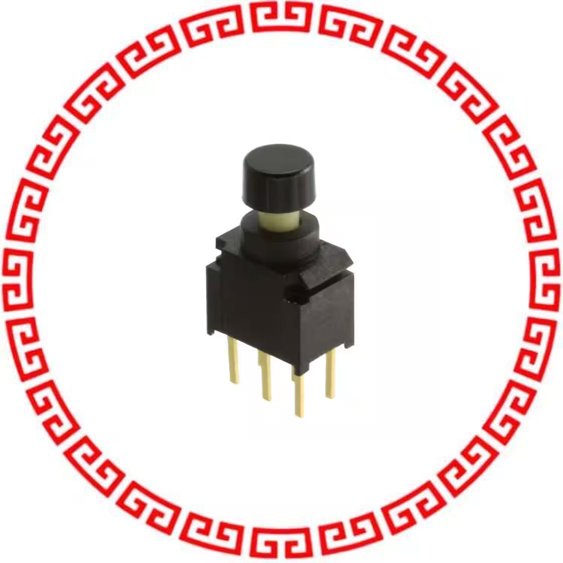 800UDP8P1A1M2RER1BLK SWITCH PUSH DPDT 0.4VA 20V