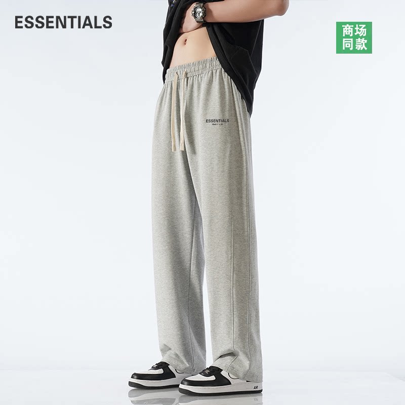 ESSENTIALS官方灰色卫裤男夏季新款休闲宽松大码阔腿直筒运动长裤