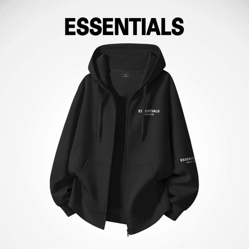 ESSENTIALS官方开衫卫衣男女情侣款秋冬抓绒加厚休闲宽松连帽外套