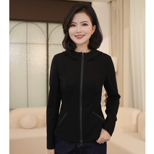枫竺莱赛尔休闲连帽结构拉链春秋外套女2025秋季 立裁收腰卫衣开衫