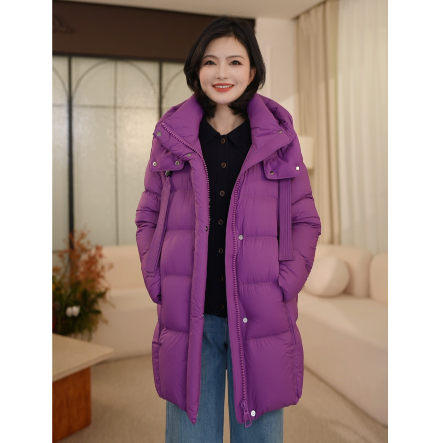 枫竺中长款90白鸭绒多巴胺加厚保暖连帽羽绒服女2025冬季防寒外套,女装/女士精品,羽绒服,淘宝优惠券,粉丝福利购,淘宝优惠卷