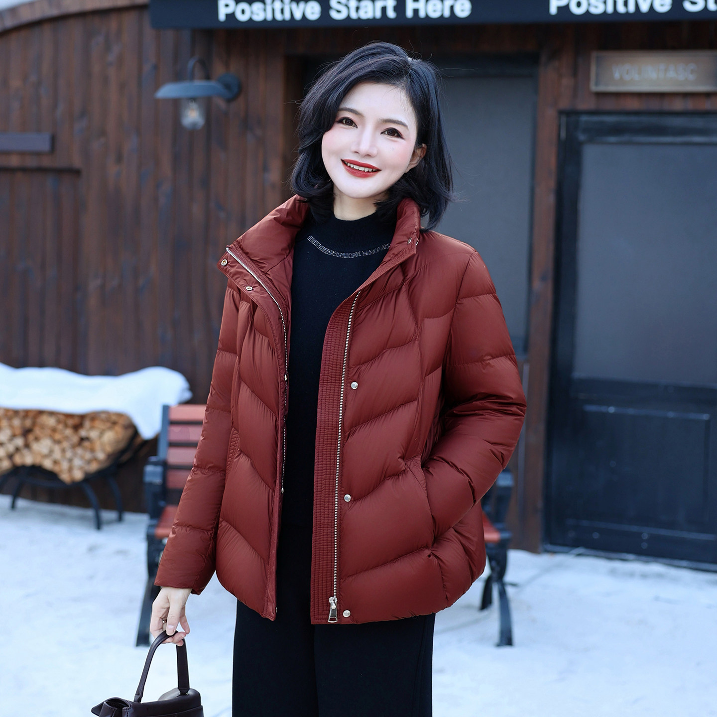 枫竺90白鸭绒拉链立领保暖加厚短款羽绒服女2025冬季保暖防寒外套,女装/女士精品,羽绒服,淘宝优惠券,粉丝福利购,淘宝优惠卷