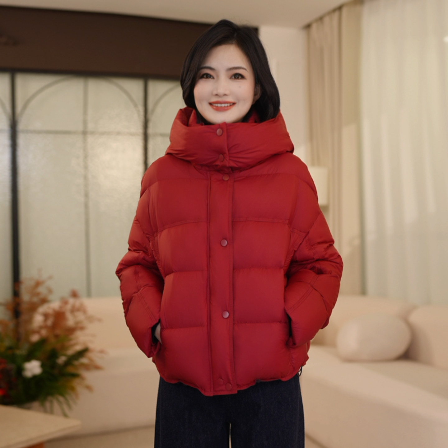 枫竺阿楠anan90白鸭绒时髦氛围感连帽洋气保暖云感泡芙羽绒服女