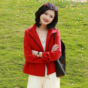 枫竺春款2026新款女装短款连帽拉链可调节松紧长袖外套出游户外衣