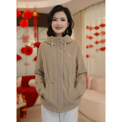 连帽肌理感可调节松紧抽绳外套