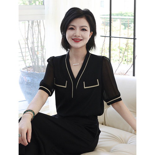 桑蚕丝短袖小衫女夏温莎之恋