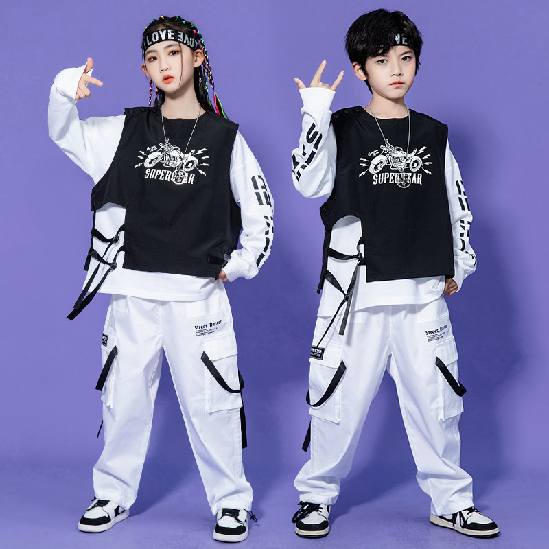 速发街舞儿童潮男童嘻哈hiphop时尚套装少儿酷帅架子鼓演出表演服