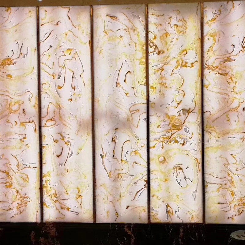 速发透光石挪威玉石人造玉石云石灯光片背景墙装饰天花吊顶吧台前