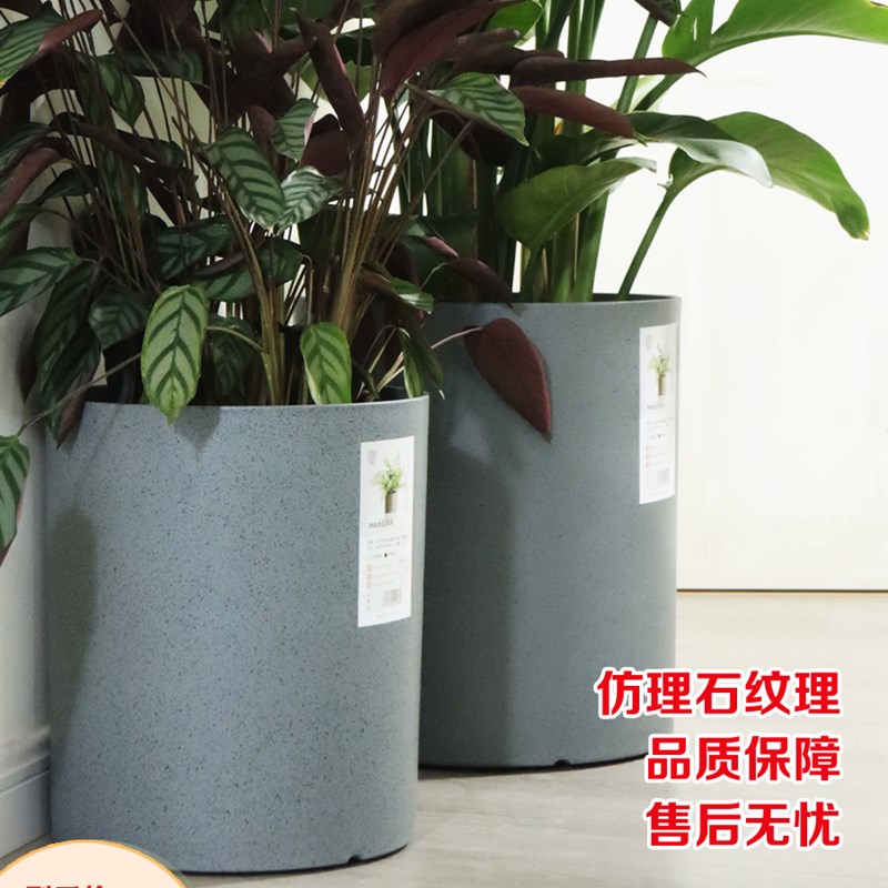 速发生长号励 仿水泥花盆圆形塑植花盆大魔龟背竹散尾葵绿料盆栽