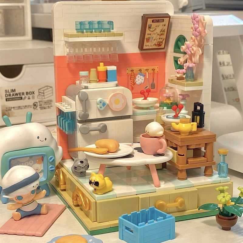 速发四季小屋不负美食厨房积木日具温馨感房屋拼装玩常生日礼物