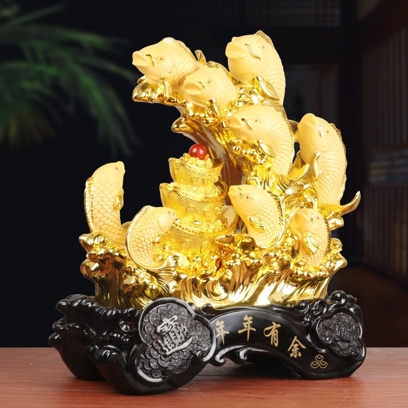 速发年年有余金龙鱼摆件客厅电视酒柜装饰品开业乔迁新居礼品