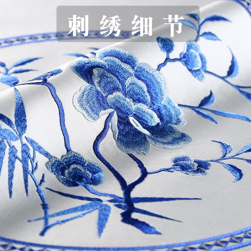 速发红木椅垫高档新中式椅子垫子青花瓷刺绣茶椅垫圈椅座垫家用餐