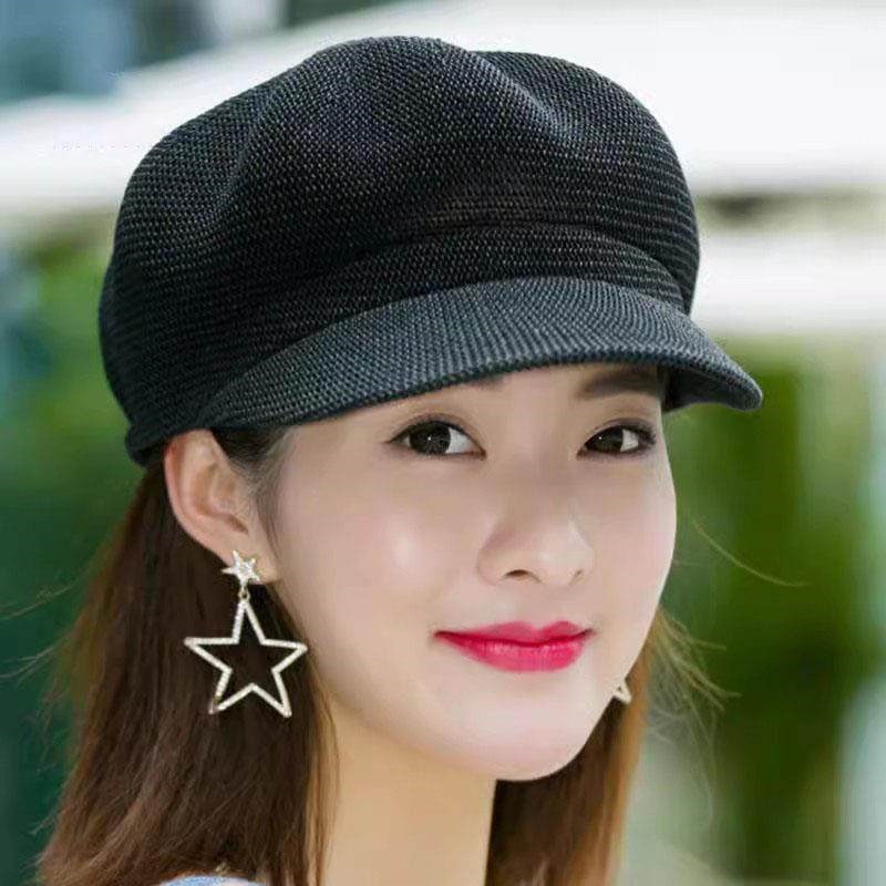 速发新款定型贝雷压褶设计春夏薄款透气百搭时尚显脸小画家帽潮