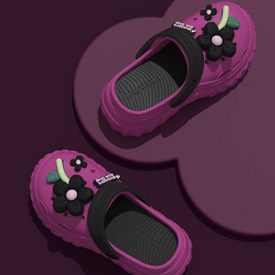 速发小花洞洞鞋款外穿厚底增高踩屎感防滑夏新2025季款沙滩海拖边