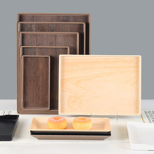 速发仿木纹托盘密胺防料托盘长方形酒店宾馆客房塑滑茶水杯收盘纳