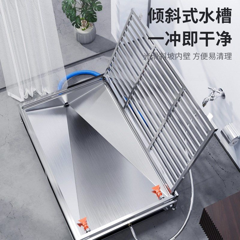速发不冲钢狗厕所中大型犬防动屎自踩锈水通下水道狗尿便盆小型犬