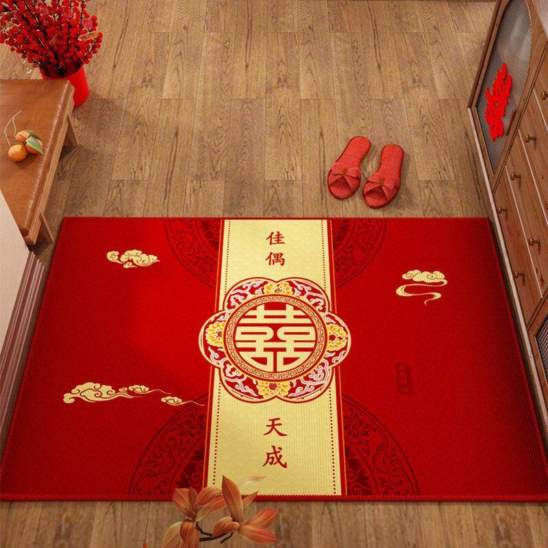 速发结婚地垫入户门垫喜庆红色喜字婚房布置玄关地毯进门门口喜垫