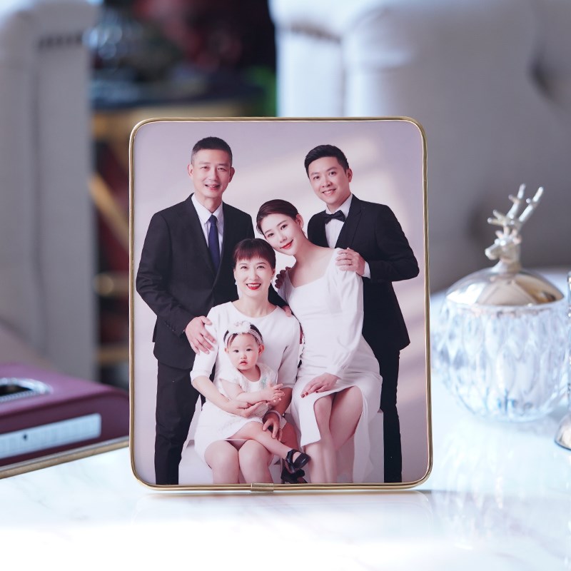 速发全家福洗照片做成相框挂墙装裱摆台高级感水晶瓷客厅装饰画框图片