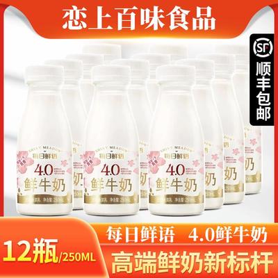 12瓶 顺丰发货每日鲜语鲜牛奶250ml牛奶鲜奶4.0g蛋白全脂低温奶