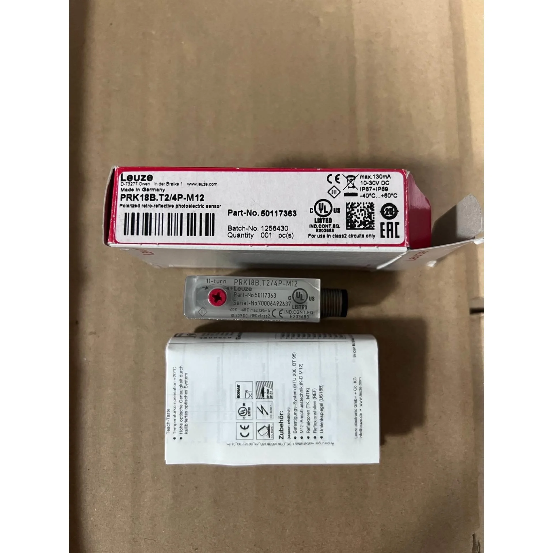 非标价50117363 劳易测光电传感器 PRK18B.T2/4P议价