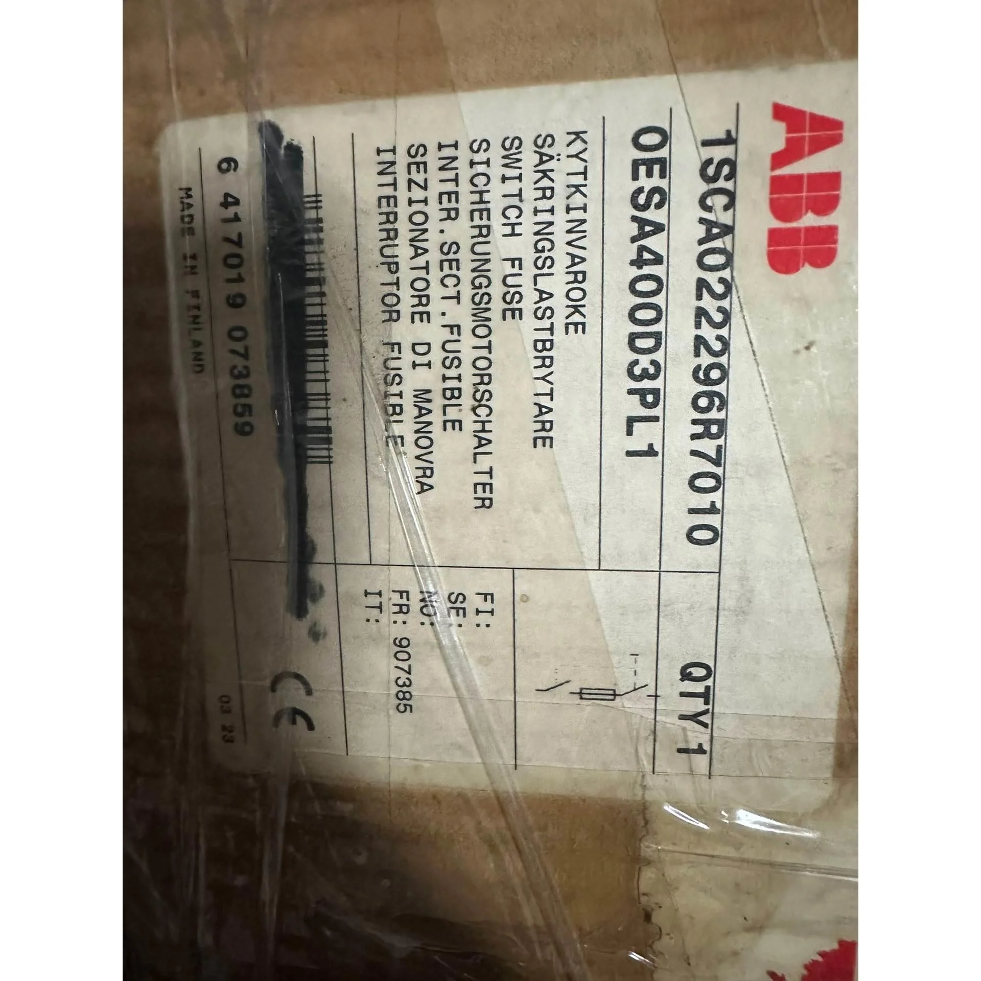 非标价OESA400D3PL1 ABB隔离开关 全新原装议价