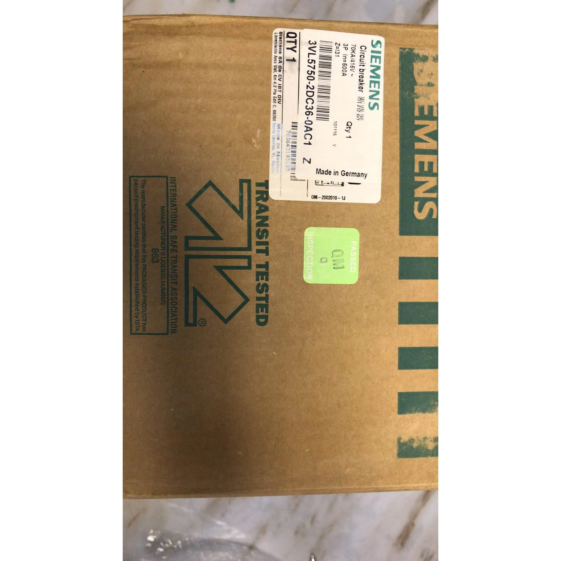 非标价西门子塑壳断路器 3VL5750-2DC36-0AC1 全新议价