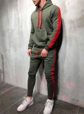 男士连帽卫衣休闲运动套装