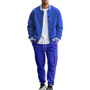 Stand collar baseball jacket sports suit立领棒球服运动套装男