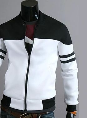 Contrast Fit Zippered Baseball Jersey男士拼色修身拉链棒球服