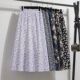 line length floral skirt half skirt高腰修身 a字碎花半身裙女