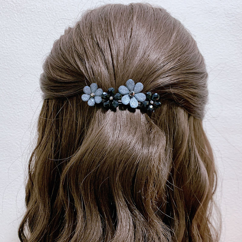 韩式小清新树脂花朵发夹头饰女气质简约后脑勺弹簧夹发卡刘海顶夹