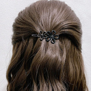 日韩水钻五瓣花发夹小号头饰女简约气质刘海夹青蛙扣夹后脑勺顶夹