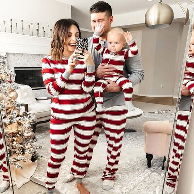 Christmas pajamas family set Xmas Santa Claus striped pajama