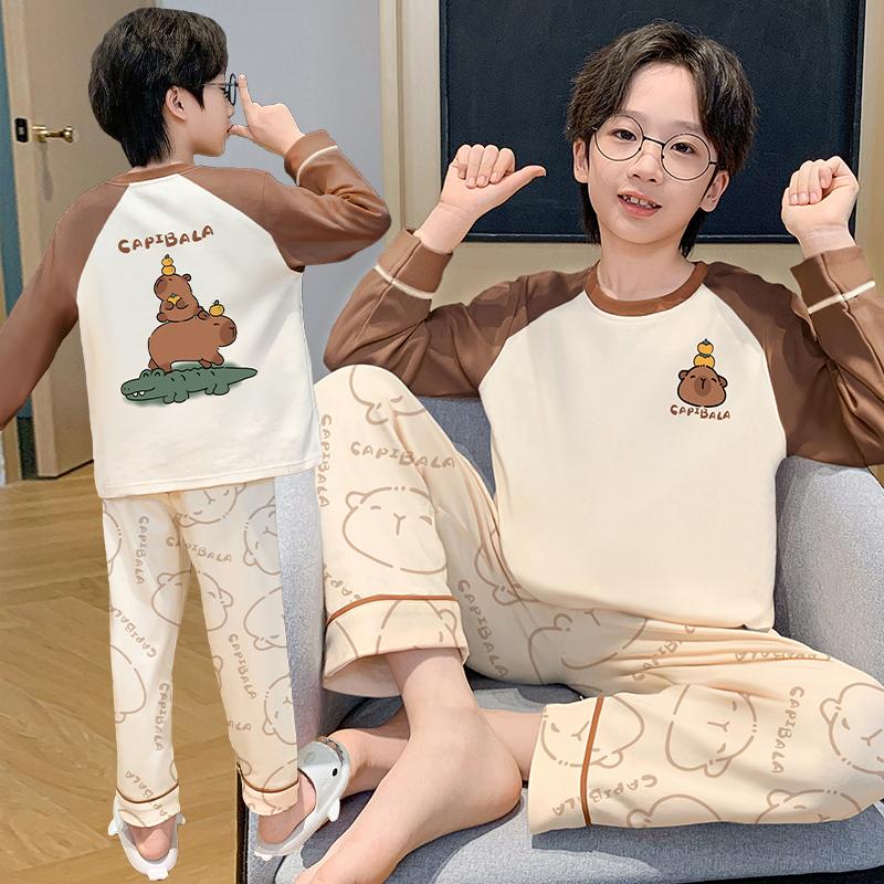 2025新款儿童睡衣春秋季男童纯棉长袖中大童青少年男孩家居服夏季