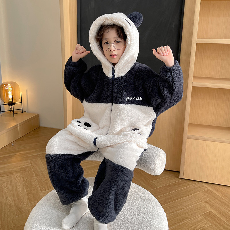 儿童连体睡衣法兰绒加厚男童