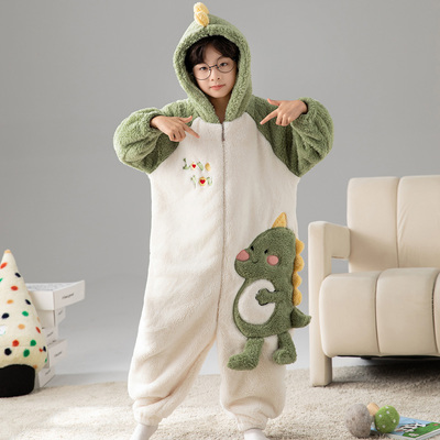 儿童连体睡衣男童秋冬季2025新款