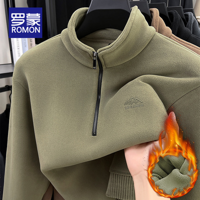 罗蒙加绒加厚宽松卫衣男装打底衫