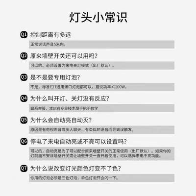 智能语音开关灯卧室AI说话感应灯插电式声控灯头无线控制床头灯