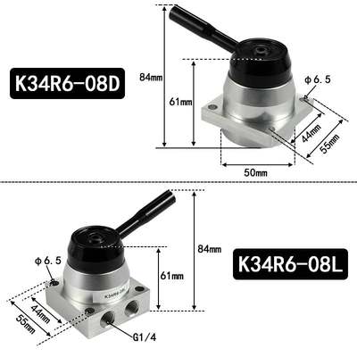 气动开关手转阀手动阀一进两出K34R6-08D气缸控制换向气阀手板阀L