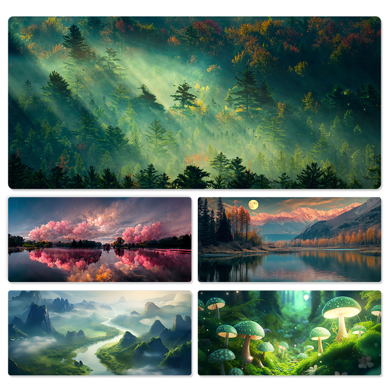 绿色森林治愈系风景鼠标垫超大号