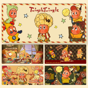 星星人鼠标垫超大号可爱卡通办公学习宿舍电脑桌垫键盘滑鼠垫加厚