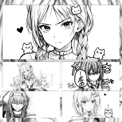 黑白线条鼠标垫超大号电竞滑鼠垫