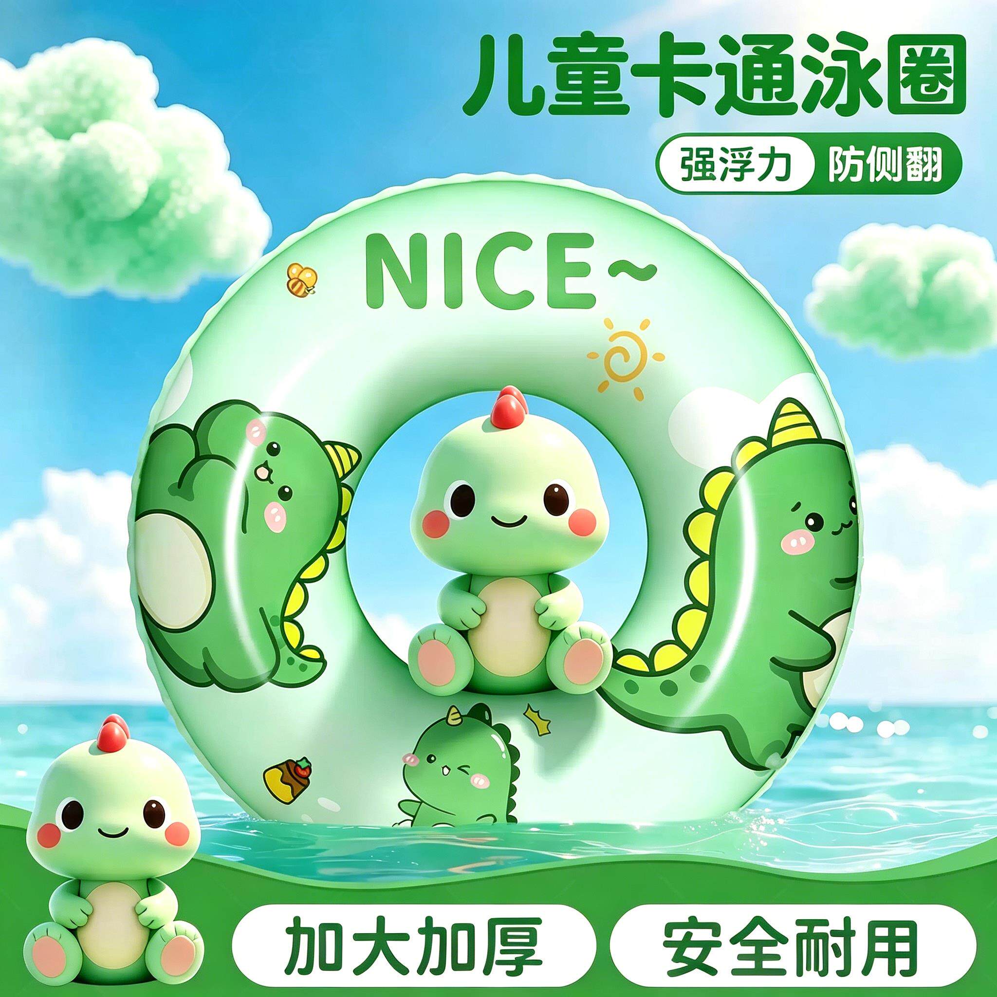 游泳圈儿童3岁以上加厚防侧翻男女救生圈专业水上充气玩具浮圈