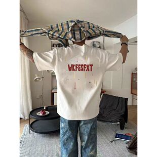 KONZEN韩版简约字母印花短袖T恤男女宽松情侣百搭ins休闲T恤上衣