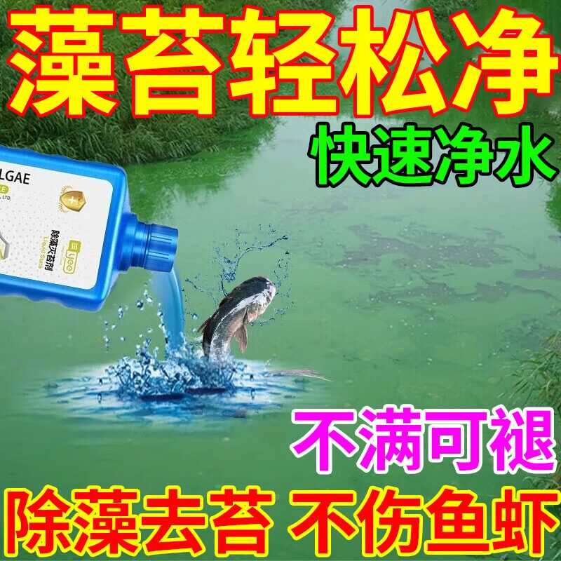 鱼池除藻去苔剂不伤鱼虾蟹速杀青苔绿水藻去除剂水池青苔清除剂