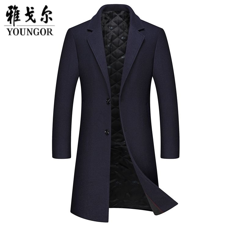 雅戈尔羊毛呢子大衣男中长款韩版休闲中青年风衣冬季加厚呢子外套