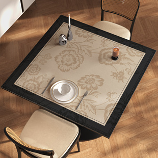 法式中古风正方形桌垫皮革桌布防水防油防烫免洗桌子台面桌垫盖布