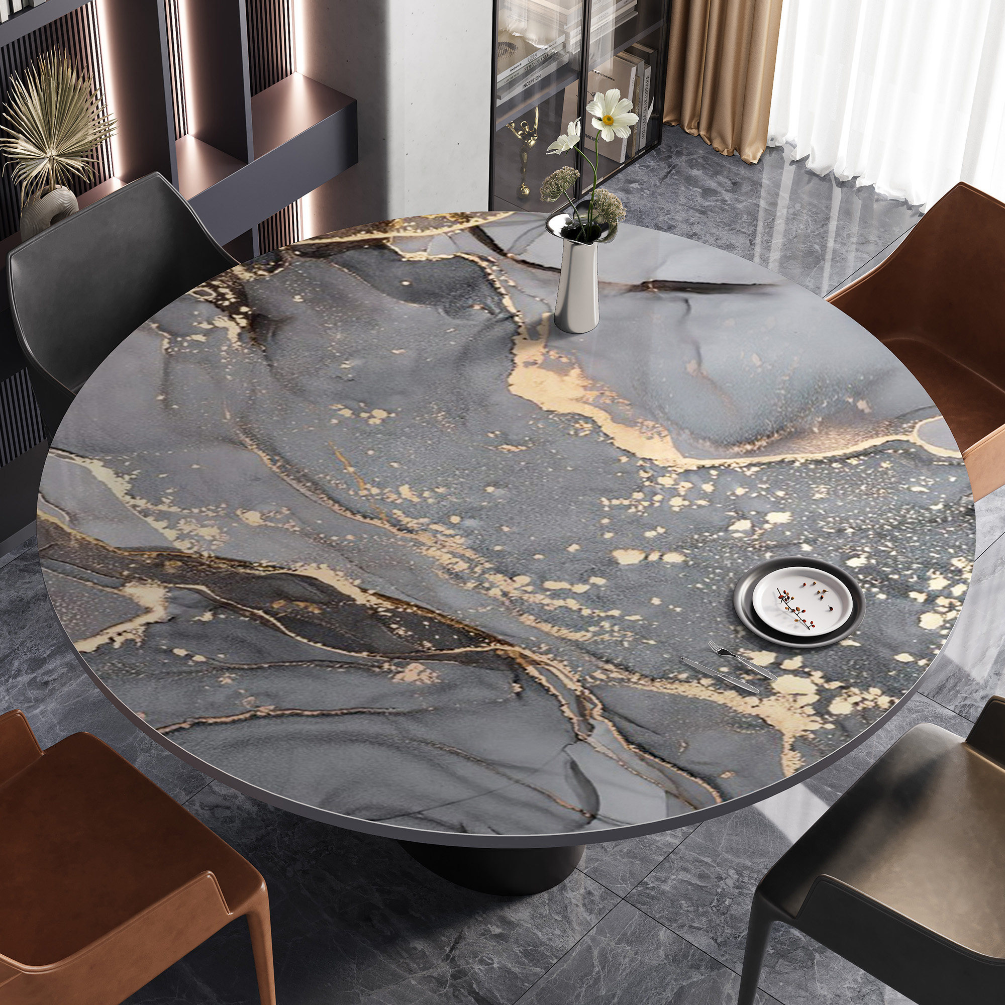 轻奢大理石圆桌桌布防水防油免洗pvc餐桌垫子茶几台布桌面保护垫,居家布艺,桌布,淘宝优惠券,粉丝福利购,淘宝优惠卷