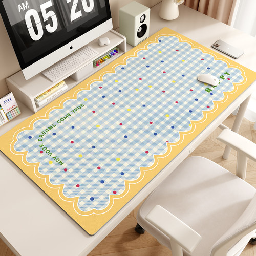 奶油风鼠标垫女生高颜值ins风办公室桌面保护垫超大防滑电脑桌垫