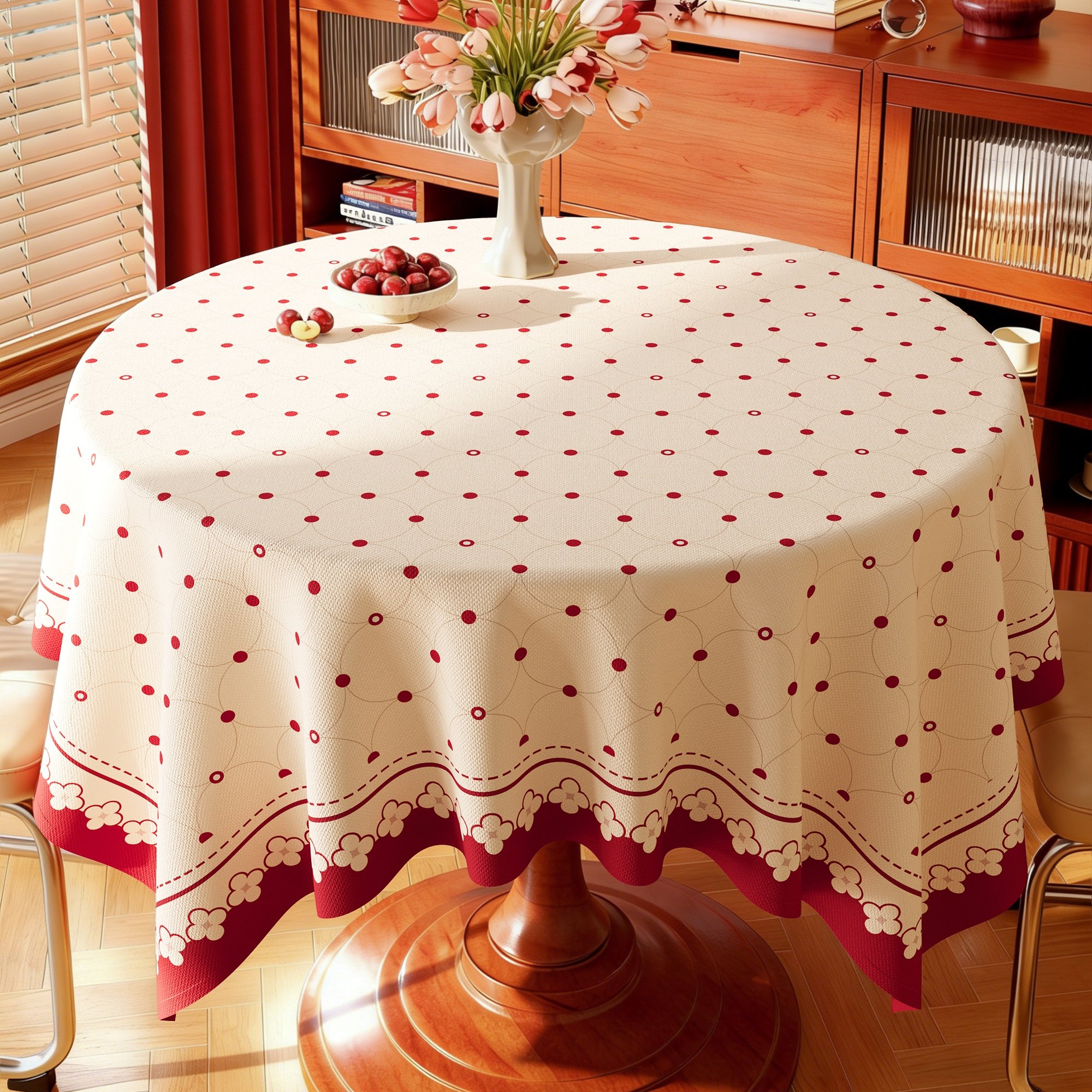 2026年新款红色圆桌桌布防水防油免洗新年轻奢高级感餐桌茶几台布,居家布艺,桌布,淘宝优惠券,粉丝福利购,淘宝优惠卷